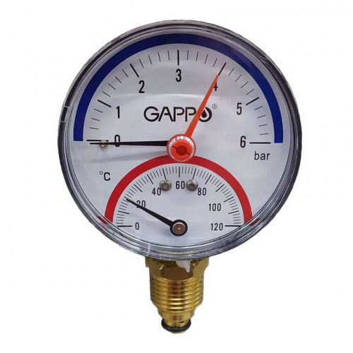 Термоманометр радиальный Gappo 1/2" 6 бар
